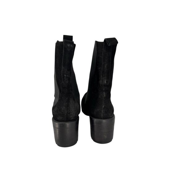 Emanuele Crasto Boots Italy Burnished Suede Mid Calf Heels Chelsea Lug Sole 10 - Picture 6 of 13